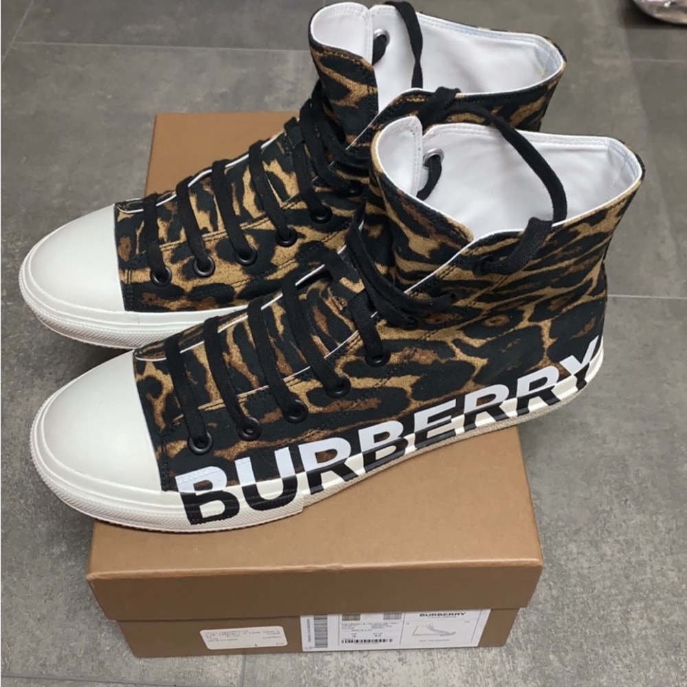 Authentic *RARE* Burberry Cheetah Print High-Top Sneakers